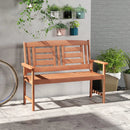 Outdoor Solid Wood Loveseat Hardwood 2-Seat Bench with Inclined Backrest and Slatted Seat by LJGDeals