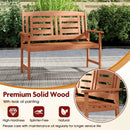 Outdoor Solid Wood Loveseat Hardwood 2-Seat Bench with Inclined Backrest and Slatted Seat by LJGDeals
