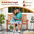 Outdoor Solid Wood Loveseat Hardwood 2-Seat Bench with Inclined Backrest and Slatted Seat by LJGDeals