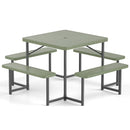 Outdoor Square Picnic Table Bench Set for 4-8 People with Umbrella Hole by LJGDeals