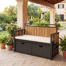 Outdoor Storage Bench with 2 Side Tables and Cushioned Seat by LJGDeals
