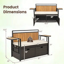 Outdoor Storage Bench with 2 Side Tables and Cushioned Seat by LJGDeals
