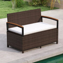 Outdoor Storage Bench Deck Box Patio Furniture with Cushion-White by LJGDeals