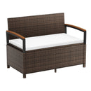 Outdoor Storage Bench Deck Box Patio Furniture with Cushion-White