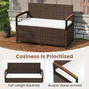 Outdoor Storage Bench Deck Box Patio Furniture with Cushion-White by LJGDeals