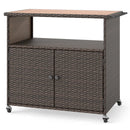 Outdoor Storage Cabinet with Acacia Wood Top and Lockable Wheels by LJGDeals