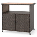 Outdoor Storage Cabinet with Acacia Wood Top and Lockable Wheels by DirectDeals