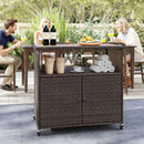 Outdoor Storage Cabinet with Acacia Wood Top and Lockable Wheels by DirectDeals
