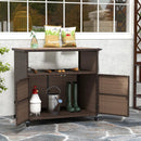 Outdoor Storage Cabinet with Acacia Wood Top and Lockable Wheels by DirectDeals