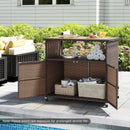 Outdoor Storage Cabinet with Acacia Wood Top and Lockable Wheels by LJGDeals
