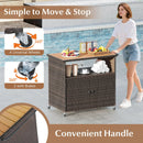 Outdoor Storage Cabinet with Acacia Wood Top and Lockable Wheels by DirectDeals