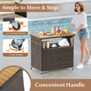 Outdoor Storage Cabinet with Acacia Wood Top and Lockable Wheels by LJGDeals