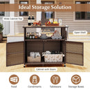 Outdoor Storage Cabinet with Acacia Wood Top and Lockable Wheels by LJGDeals