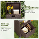 Outdoor Storage Cabinet with Drawer and 3 Shelves for Backyard