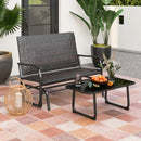 All Weather Outdoor 2-Person Swing Glider Bench with Quick Dry Foam Seat-Brown by LJGDeals