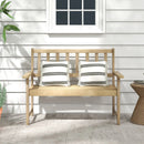 Outdoor Indonesia Teak Wood Garden Bench 2-Person with Backrest and Armrests by LJGDeals
