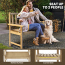 Outdoor Indonesia Teak Wood Garden Bench 2-Person with Backrest and Armrests by LJGDeals