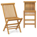 Outdoor Teak Wood Chairs Set of 2 with Slatted Seat and Backrest by LJGDeals