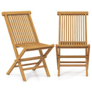 Outdoor Teak Wood Chairs Set of 2 with Slatted Seat and Backrest by LJGDeals