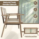Indonesia Teak Wood Garden Bench with Armrests and Natural Rattan Backrest by LJGDeals