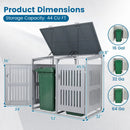 Outdoor Trash Can Storage Shed for 2 Bins with Gas Struts by DirectDeals
