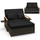 Outdoor Wicker Daybed with Folding Panels and Storage Ottoman by LJGDeals