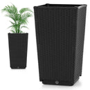 Outdoor Wicker Flower Pot Set of 2 with Drainage Hole for Porch Balcony by LJGDeals
