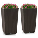 Outdoor Wicker Flower Pot Set of 2 with Drainage Hole for Porch Balcony by LJGDeals
