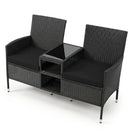 Outdoor Wicker Loveseat with Built-in Glass Side Table by DirectDeals