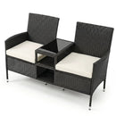 Outdoor Wicker Loveseat with Built-in Glass Side Table by DirectDeals
