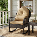 Outdoor Wicker Rocking Chair with Cushions - 400 LBS Capacity by LJGDeals