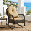 Outdoor Wicker Rocking Chair with Cushions - 400 LBS Capacity by LJGDeals