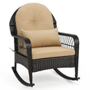 Outdoor Wicker Rocking Chair with Cushions - 400 LBS Capacity by LJGDeals