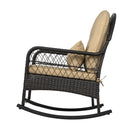 Outdoor Wicker Rocking Chair with Cushions - 400 LBS Capacity by LJGDeals