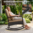 Outdoor Wicker Rocking Chair with Cushions - 400 LBS Capacity by LJGDeals