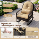 Outdoor Wicker Rocking Chair with Cushions - 400 LBS Capacity by LJGDeals