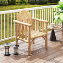 Outdoor Wood Armchair Wooden Patio Dining Chair with Armrests by LJGDeals