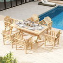 Outdoor Wood Armchair Wooden Patio Dining Chair with Armrests by LJGDeals
