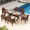 Outdoor Wood Armchair Wooden Patio Dining Chair with Armrests by LJGDeals
