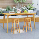 24-Inch Outdoor Wood Bar Stools Set of 2 with Round Seat and Footrest by LJGDeals