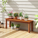 Outdoor Wood Bench 2-Person Backless Patio Garden Bench with Slatted Seat by LJGDeals