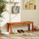 Outdoor Wood Bench 2-Person Backless Patio Garden Bench with Slatted Seat by LJGDeals