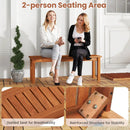 Outdoor Wood Bench 2-Person Backless Patio Garden Bench with Slatted Seat by LJGDeals