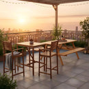 Outdoor Wood Picnic Table with Benches & Bar Table with 2 Stools by LJGDeals