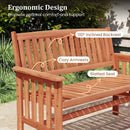 Outdoor Wood Garden Bench 2-Person Patio Park Bench with Backrest Armrests and Slatted Seat by LJGDeals