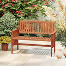 Outdoor Wood Garden Bench 2-Person Patio Park Bench with Backrest Armrests and Slatted Seat by LJGDeals