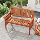 Outdoor Wood Garden Bench 2-Person Patio Park Bench with Backrest Armrests and Slatted Seat by LJGDeals