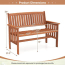 Outdoor Wood Garden Bench 2-Person Patio Park Bench with Backrest Armrests and Slatted Seat by LJGDeals