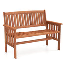 Outdoor Wood Garden Bench 2-Person Patio Park Bench with Backrest Armrests and Slatted Seat by LJGDeals