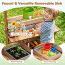 Outdoor Wooden Mud Kitchen with Water Faucet & Planter by LJGDeals